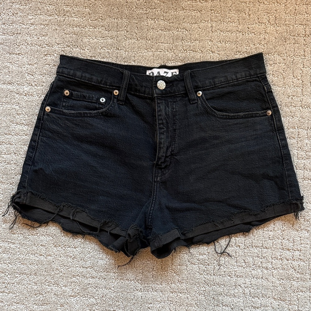 Daze Women's Black Frayed Denim Shorts